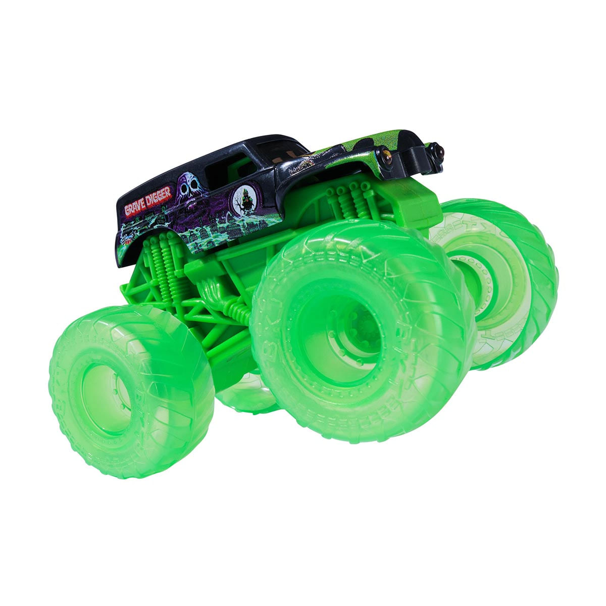 Foto 5 de Monster Jam Carrinho Grave Digger 1:43 C/ Rodas Neon E Luz