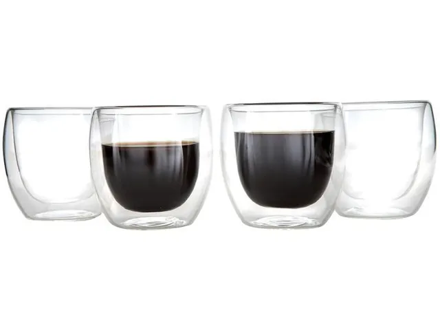 Jogo Copos Vidro Café Parede Dupla 4 Peças