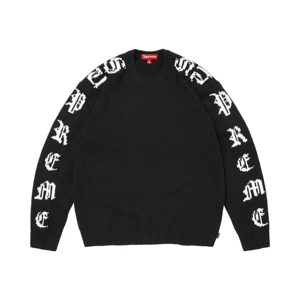 Suéter Supreme Old English Sleeves Black SS26-W3 — P / M / G / XG, Novo
