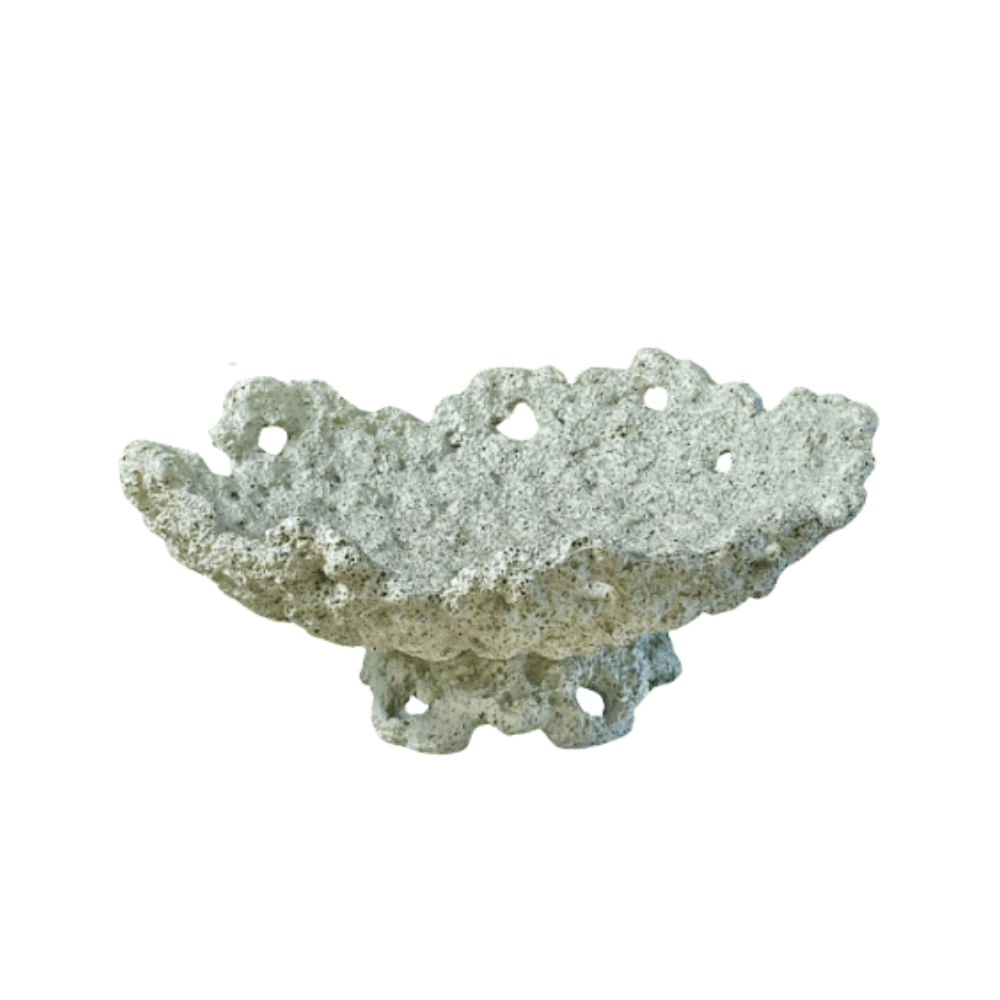 Centro De Mesa Oval Bege Em Resina Decor 31x25cm