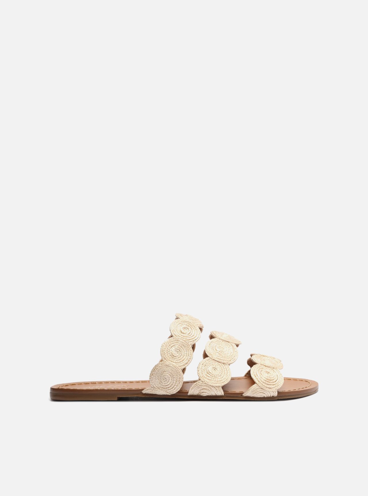 Rasteira Off-White Tiras Bordadas