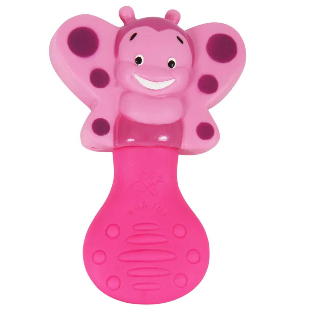 Chocalho Mordedor Vila Toy Com Formato De Borboleta Rosa