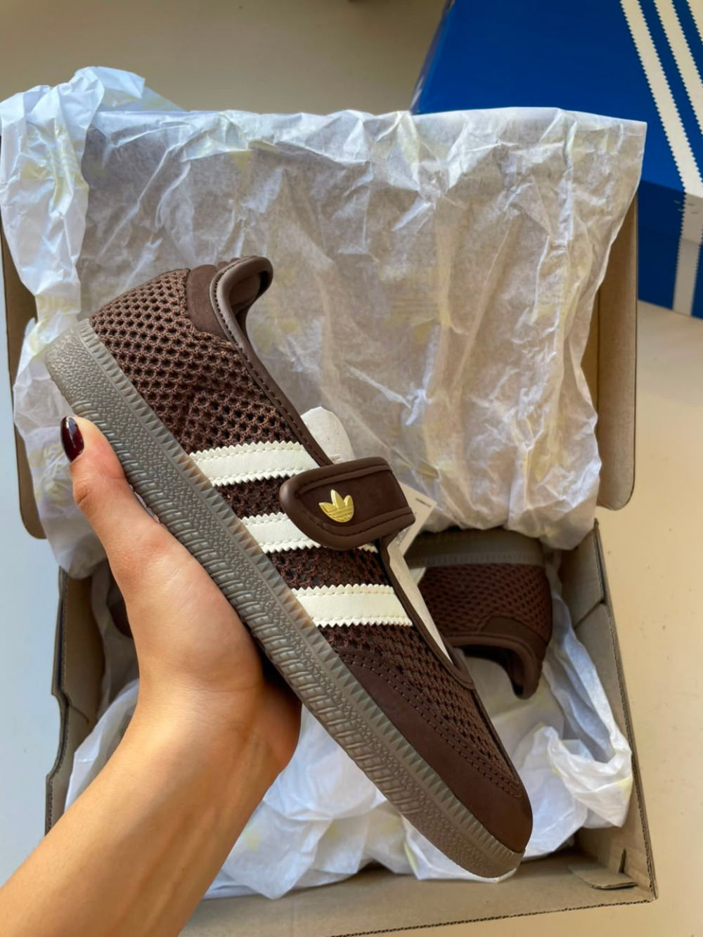 adidas Samba Jane Brown Offwhite Gold Metallic — 34, Novo