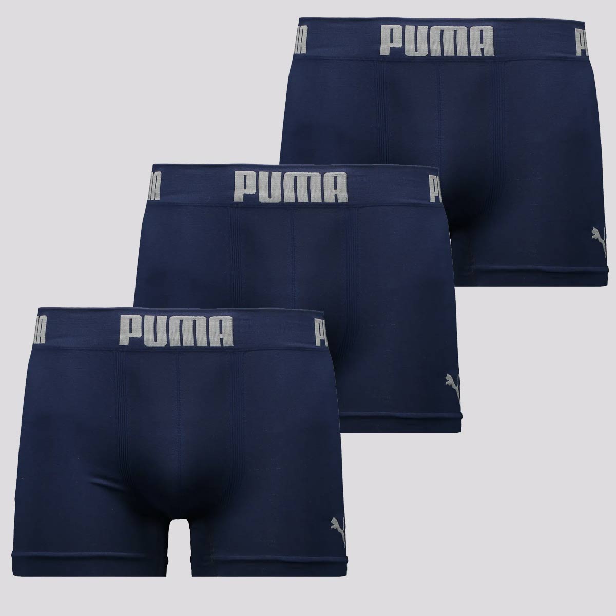 Kit 3 Cuecas Boxer Puma Seamless Basic I Marinho