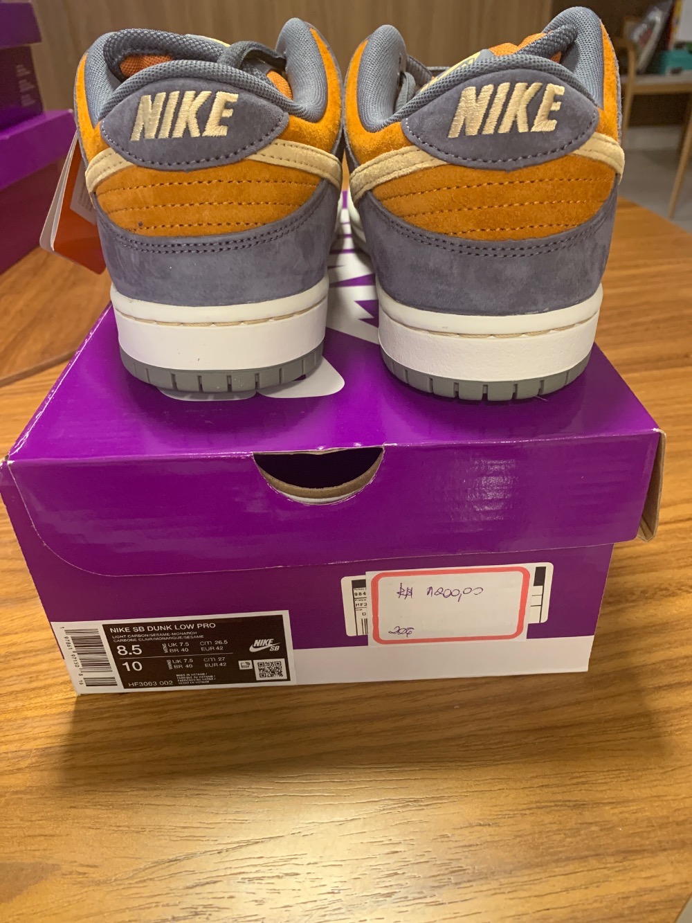 Nike SB Dunk Low Light Carbon Monarch — 40, Novo
