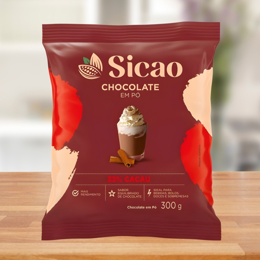 Chocolate em Pó 33% Cacau - 300g - 1 unidade - Sicao - Rizzo