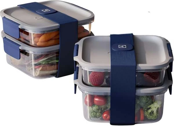 Electrolux Kit 2 Potes Marmita De Plástico Cinza E Azul, 3,1l, 4 Potes