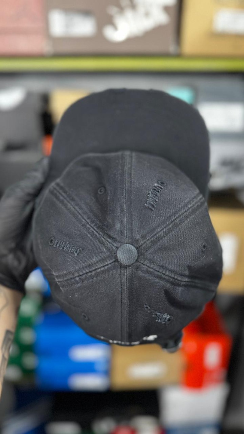 Foto 5 de Boné Supreme Distressed Script 6-Panel Black FW25-W3 — Único, Novo