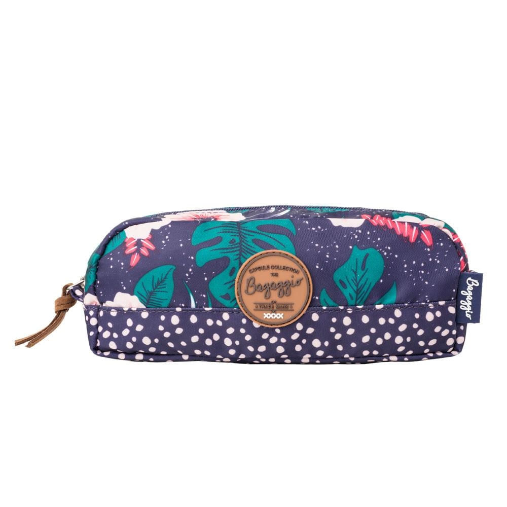 Estojo Escolar Feminino Floral Dots Roxo U / Roxo