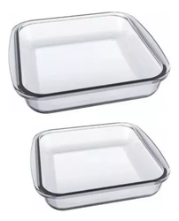 Assadeiras Quadradas Marinex 2 Peças Vidro Com Alça Transparente