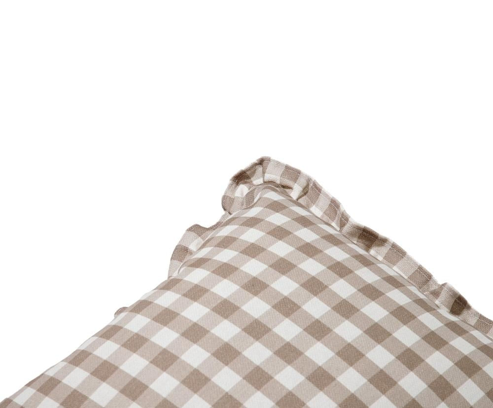 Foto 5 de Capa de Almofada Estampada com Babados Vichy Elena Bege Marrom