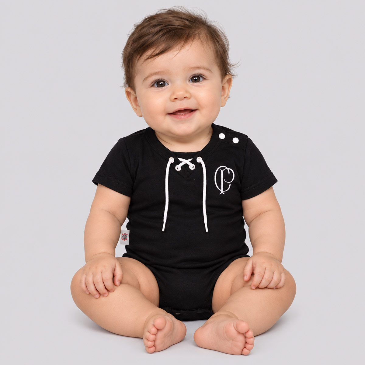 Body Corinthians Vintage Infantil Preto