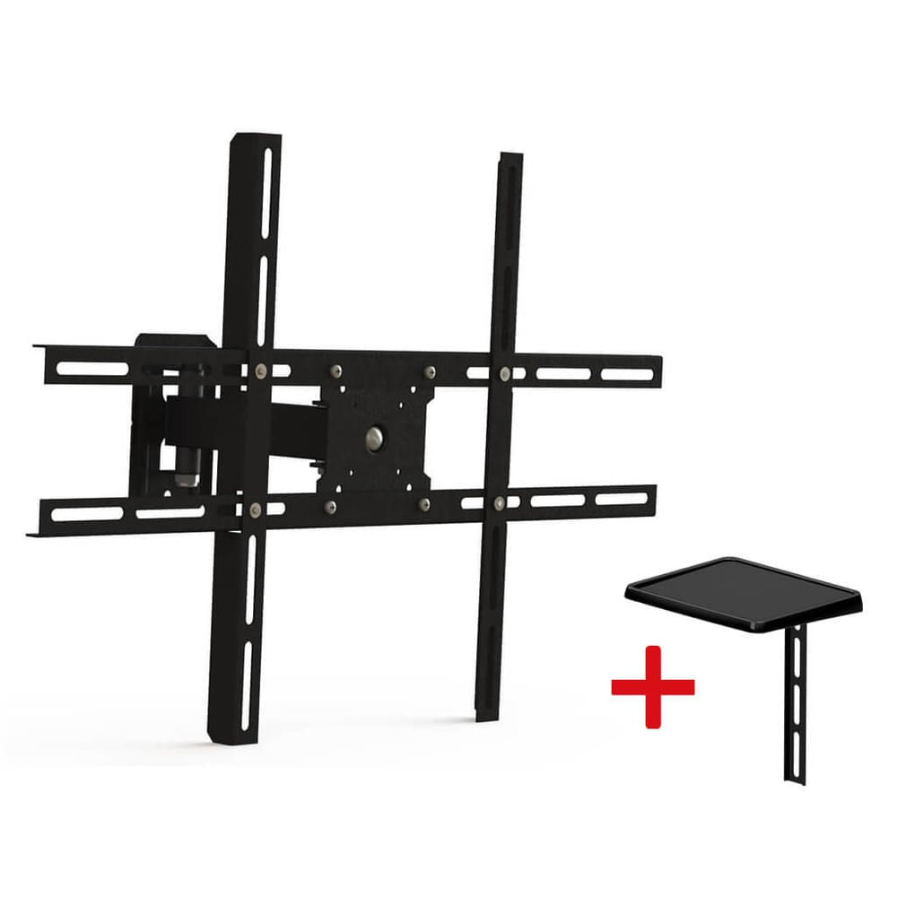 Suporte Biarticulado para TV LED, LCD, Plasma, 3D e Smart TV de 10” a 85” Preto Brasforma
