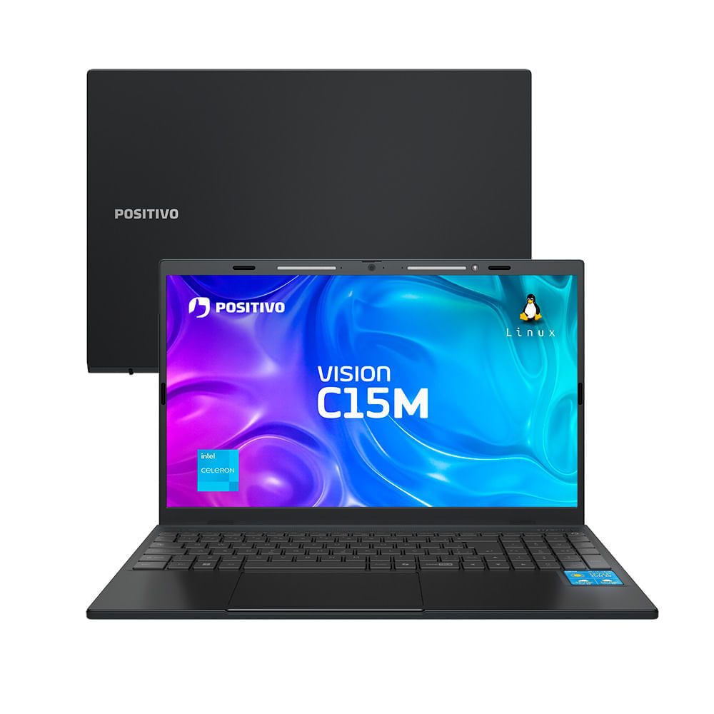 Notebook Positivo Vision C15M Intel® Celeron® N4500 Linux 8GB RAM 256GB eMMC 15.6" Full HD IPS – Minitela - Cinza