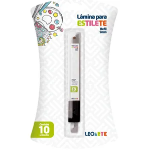 (R$ 3,98 +por-) Lamina Estilete Refil 10 Un. Estreito 9mm Leoarte