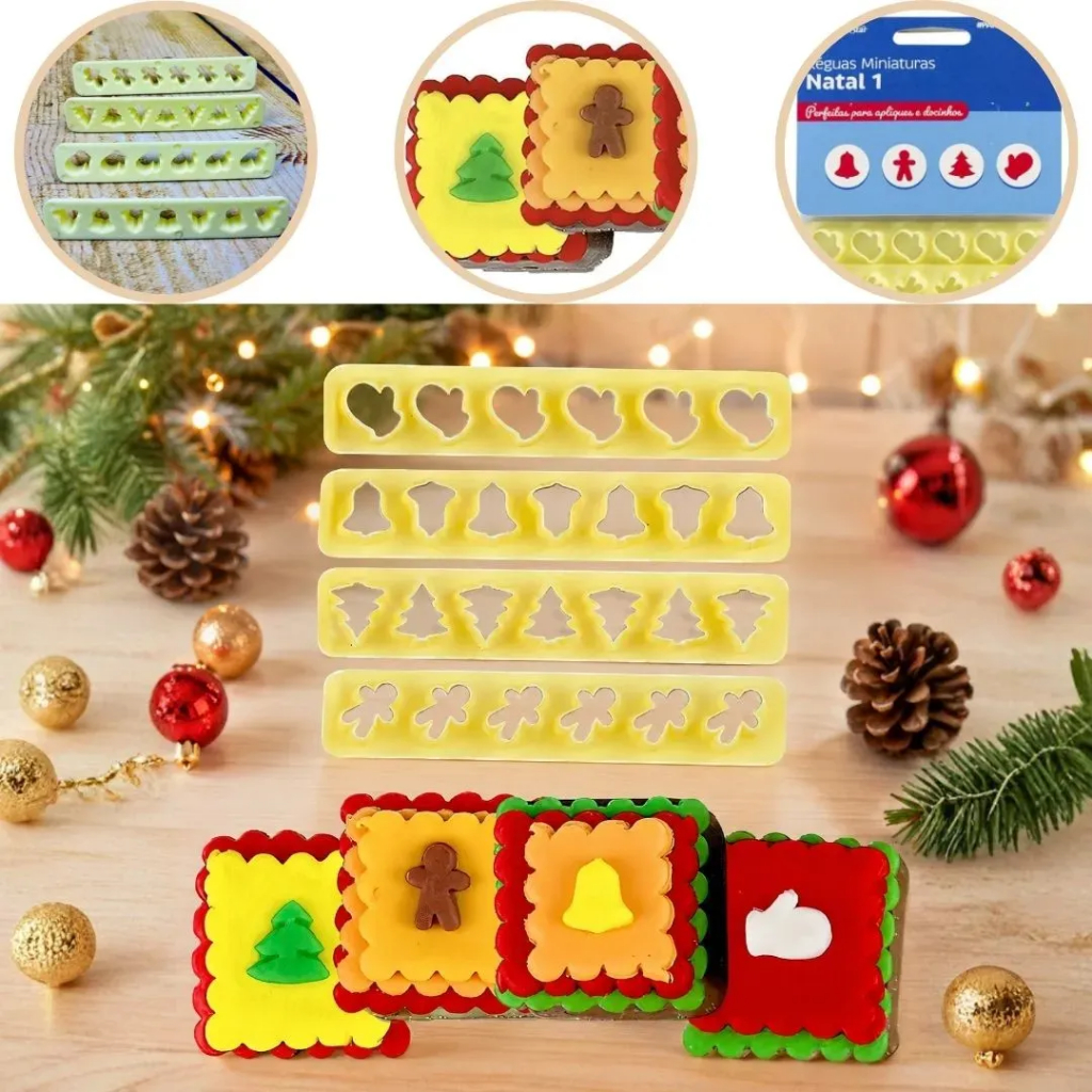 KIT CORTADOR RÉGUAS NATAL 1 PARA DOCES, MASSAS E CONFEITARIA EM GERAL BLUESTAR (CHOCO)