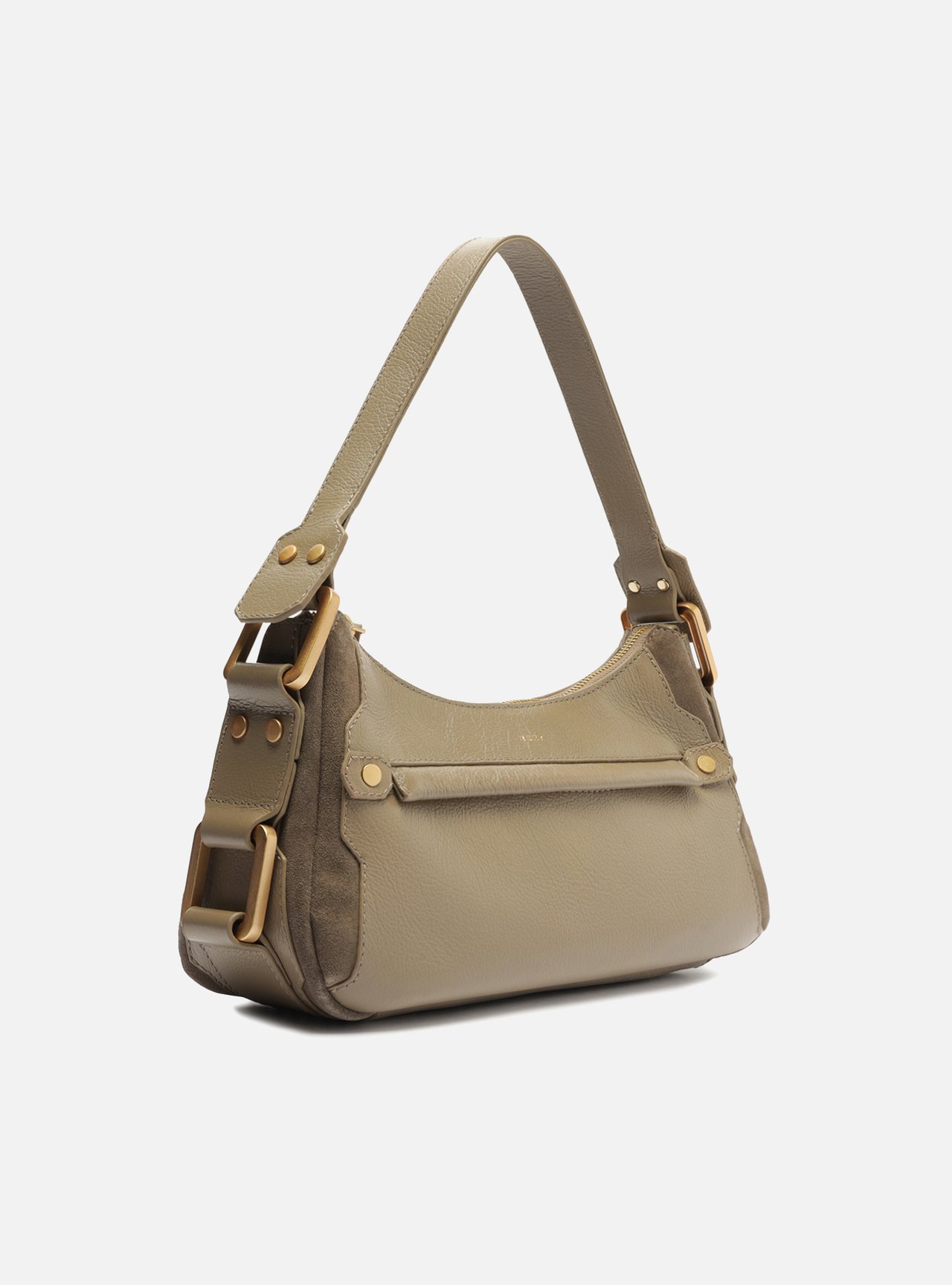Foto 5 de Bolsa Tiracolo Cinza Couro Gretha Média