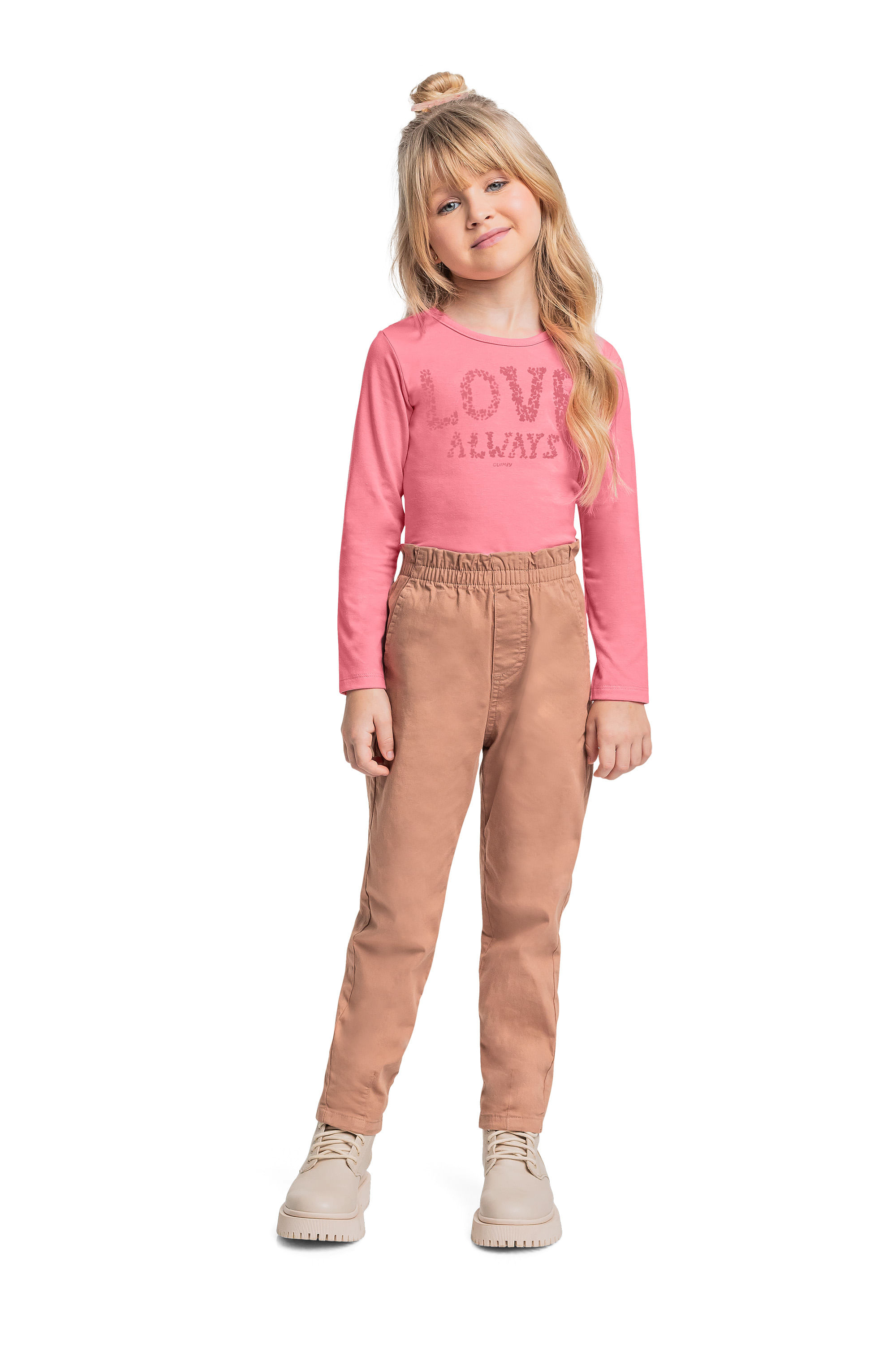 Blusa Manga Longa Estampada para Menina (Rosa) Quimby — 04