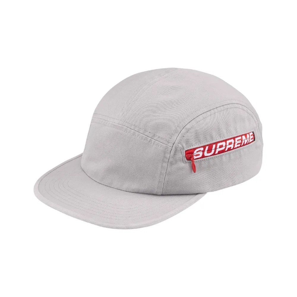 Boné Supreme Side Zip Camp Grey SS26-W9 — Único, Novo