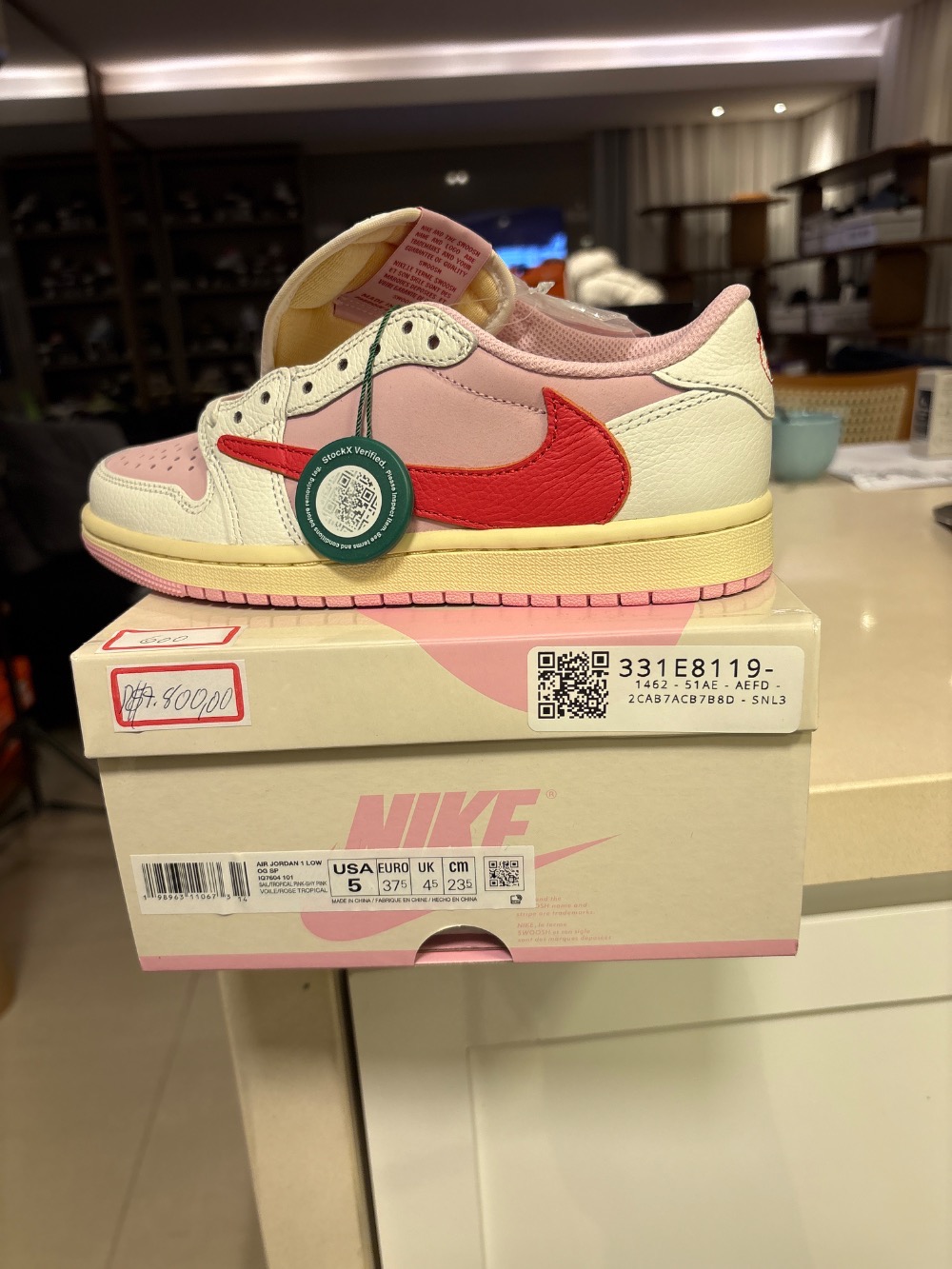 Travis Scott x Air Jordan 1 Low OG SP Sail Tropical Pink — 35.5, Novo
