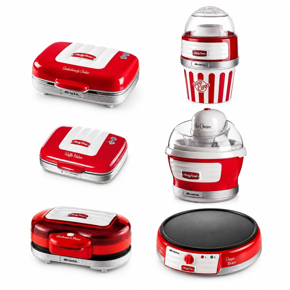 KIT DE 6 ELETROPORTÁTEIS ARIETE PARTY TIME RETRÔ VERMELHO 220V