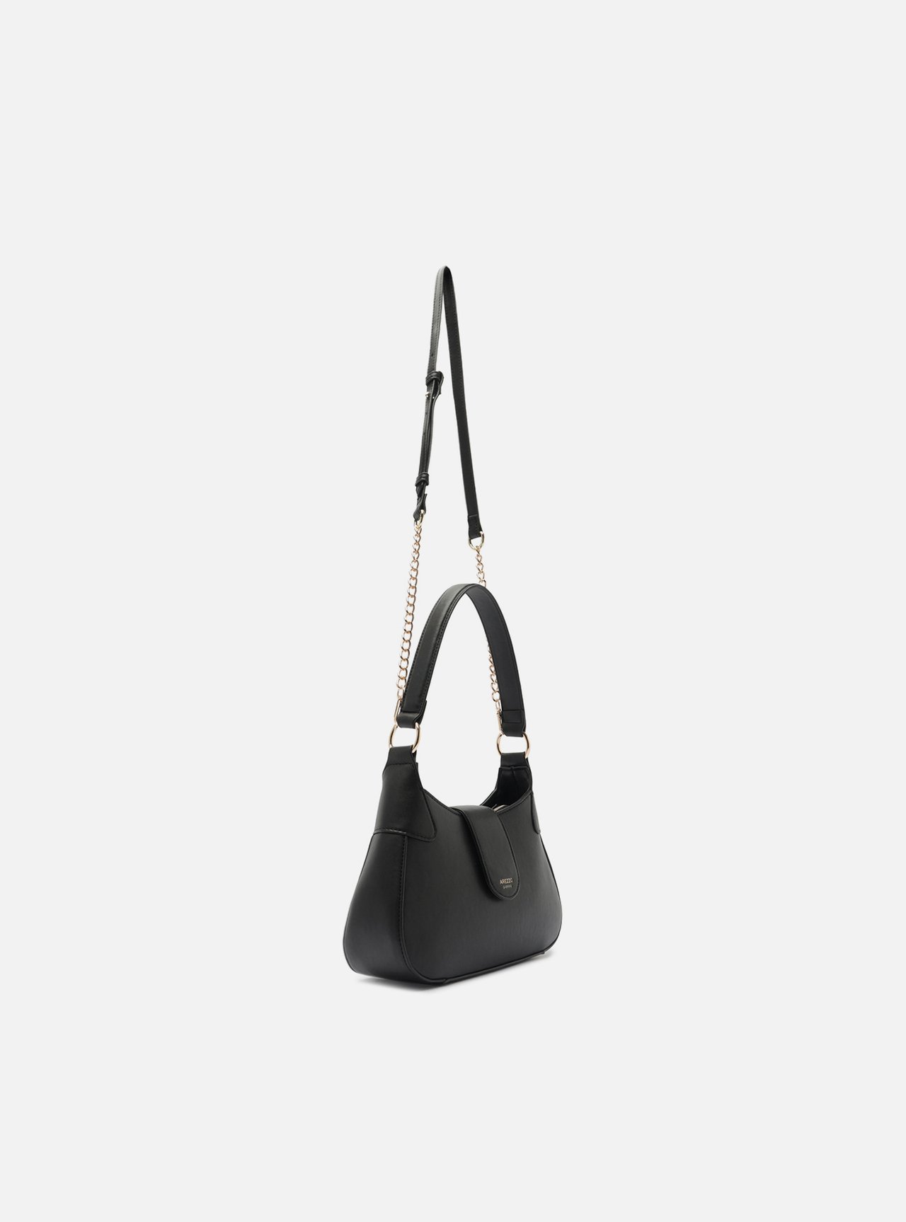 Foto 5 de Bolsa Tiracolo Preta Média Alça Corrente