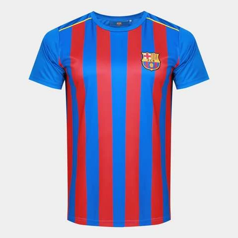Camiseta Barcelona Dry fit Masculina - Azul+Vermelho