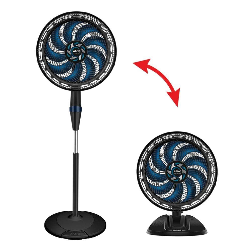 Ventilador Arno X-TREME 2 em 1 Mesa ou Coluna VE9M 40cm 160W Silencioso Preto e Azul Preto / 110