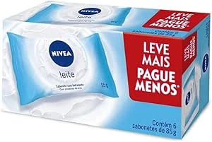 [Regional] NIVEA Sabonete em Barra Hidratante Leite Promo 6 un. 85g - Com fragrância suave e espuma cremosa, esse sabonete limpa e mantém a pele hidratada após o banho
