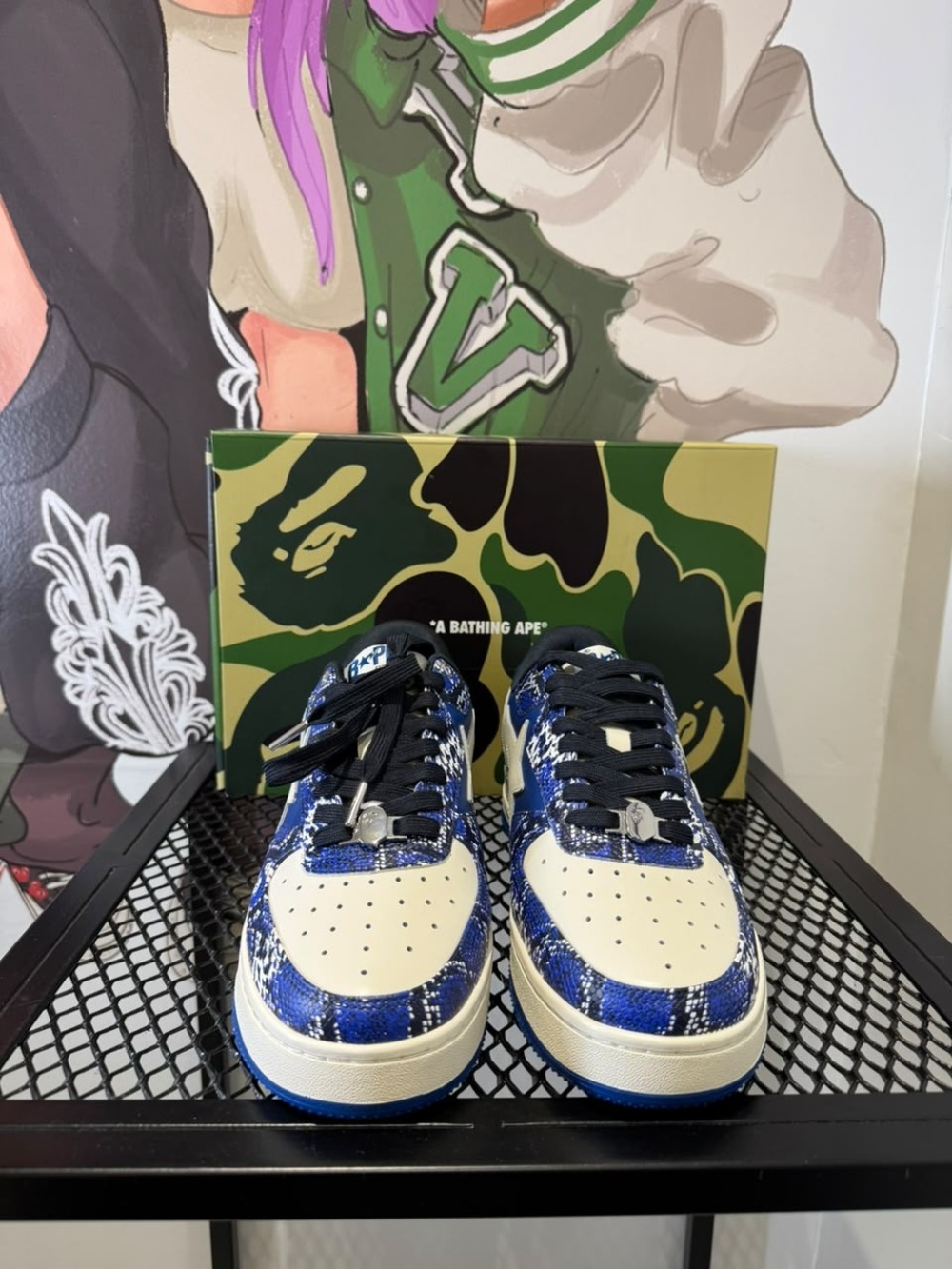 SSENSE x A Bathing Ape Bape Sta Blue Snakeskin — 43, Novo