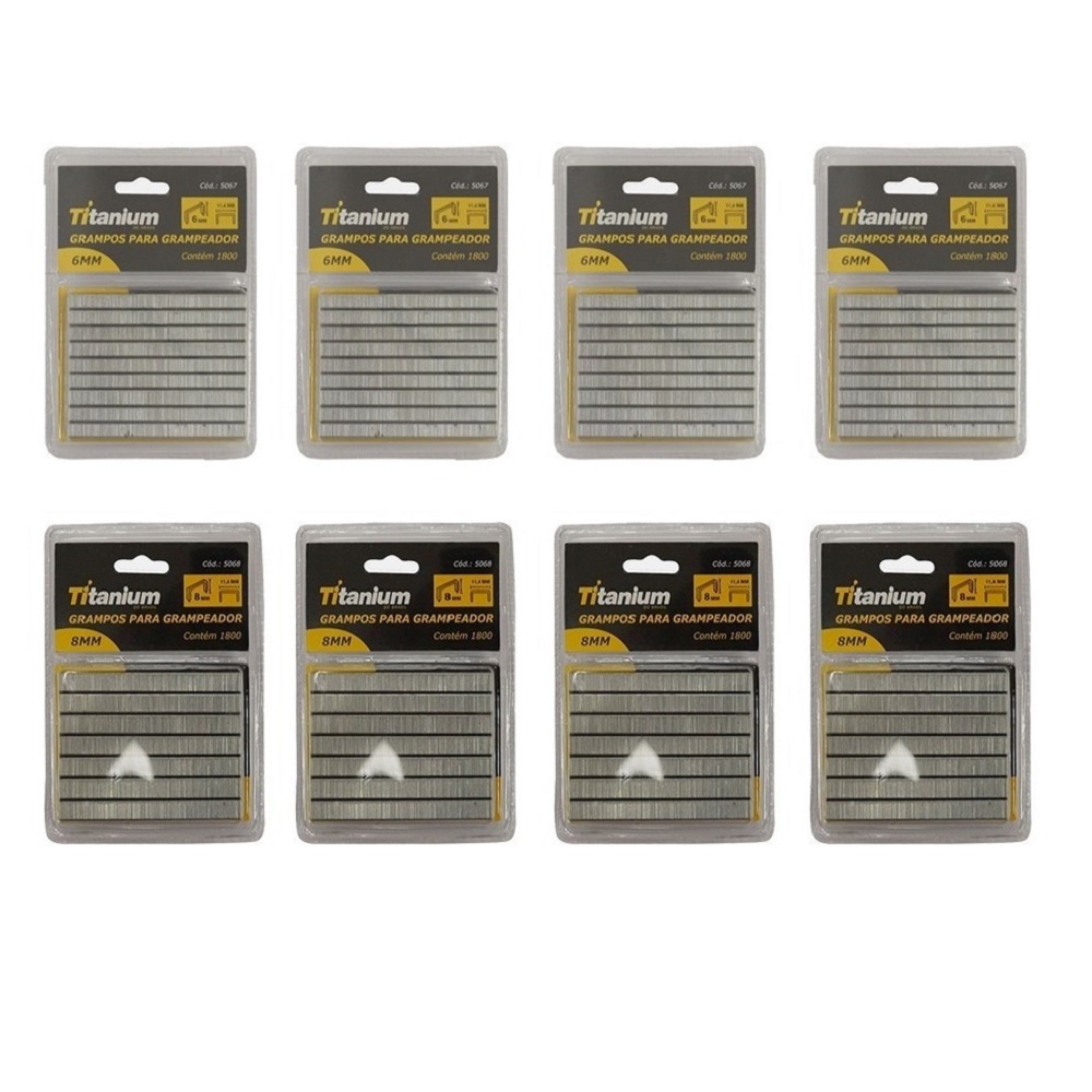 Grampos Tapeceiro 6mm 4pçs + Grampos 8mm 4pçs 5068 Titanium
