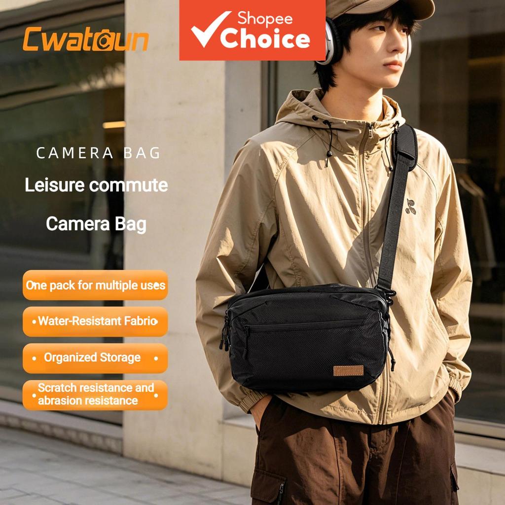 Bolsa Tiracolo Fotográfica de Ombro para Câmera Cwatcun, Impermeável, para Viagens, Compatível com Canon, Nikon, Sony,