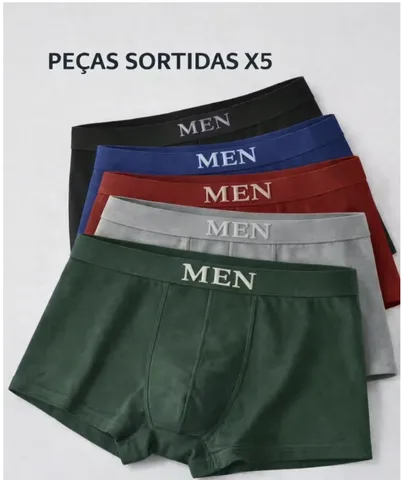 Kit 5 Cuecas Boxer Masculinas Respiráveis