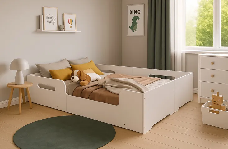 Cama Montessoriana Infantil com Grade de Proteção