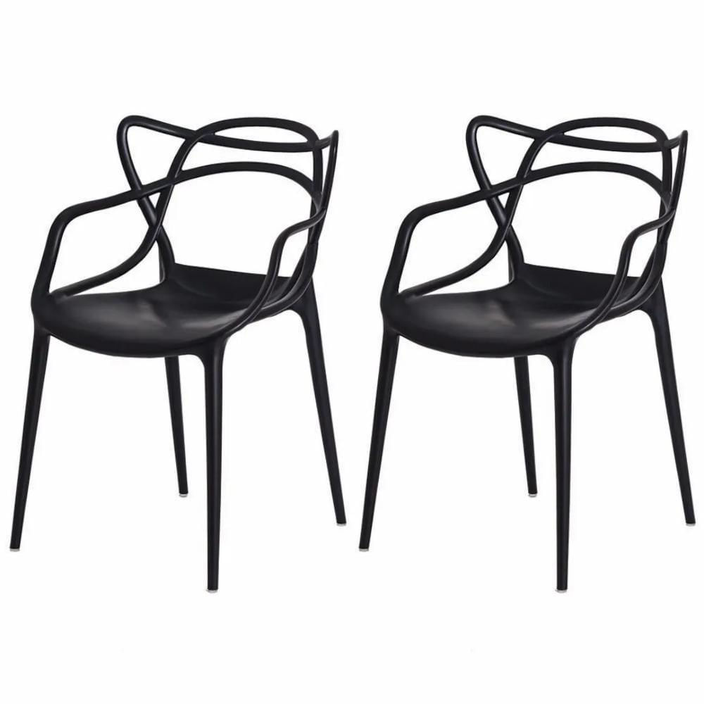 Kit 2 Cadeiras para Sala de Jantar Allegra Empilháveis Pretas