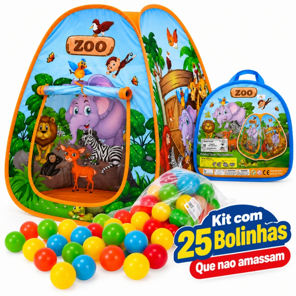 Barraca Infantil Grande Com Bolinhas Que Não Amassam Animais Animais