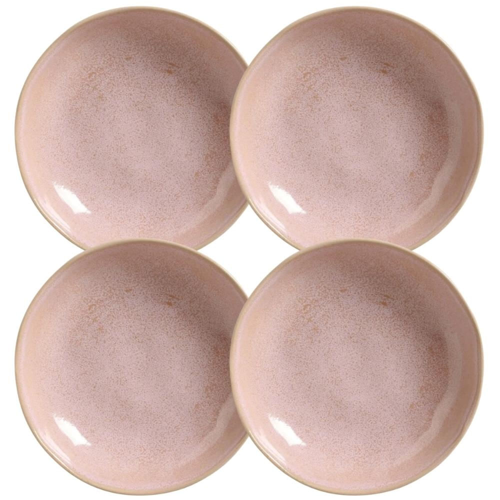 Jogo 4 Pratos Fundos Cerâmica 830ml Bio Litchi Rosa Porto Brasil Caldos Risotos 22cm