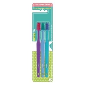 Kess Combo Infantil Com 3 Escovas Multicor