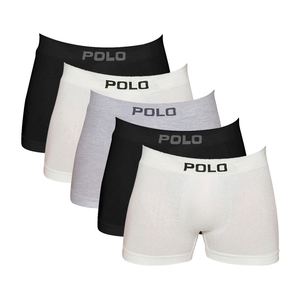 Kit 5 Cuecas Boxer Polo 781 Algodão - Sortido
