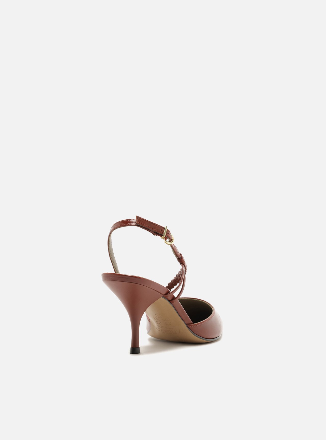Foto 3 de Scarpin Vermelho Salto Bloco Tiras Trançadas Slingback