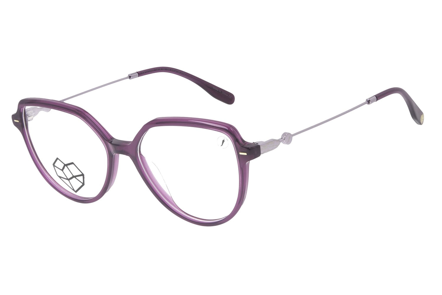 Armação Para Óculos de Grau Feminino Pedras Brasileiras Coração Lapidado Roxo LV.IJ.0247.1414 M