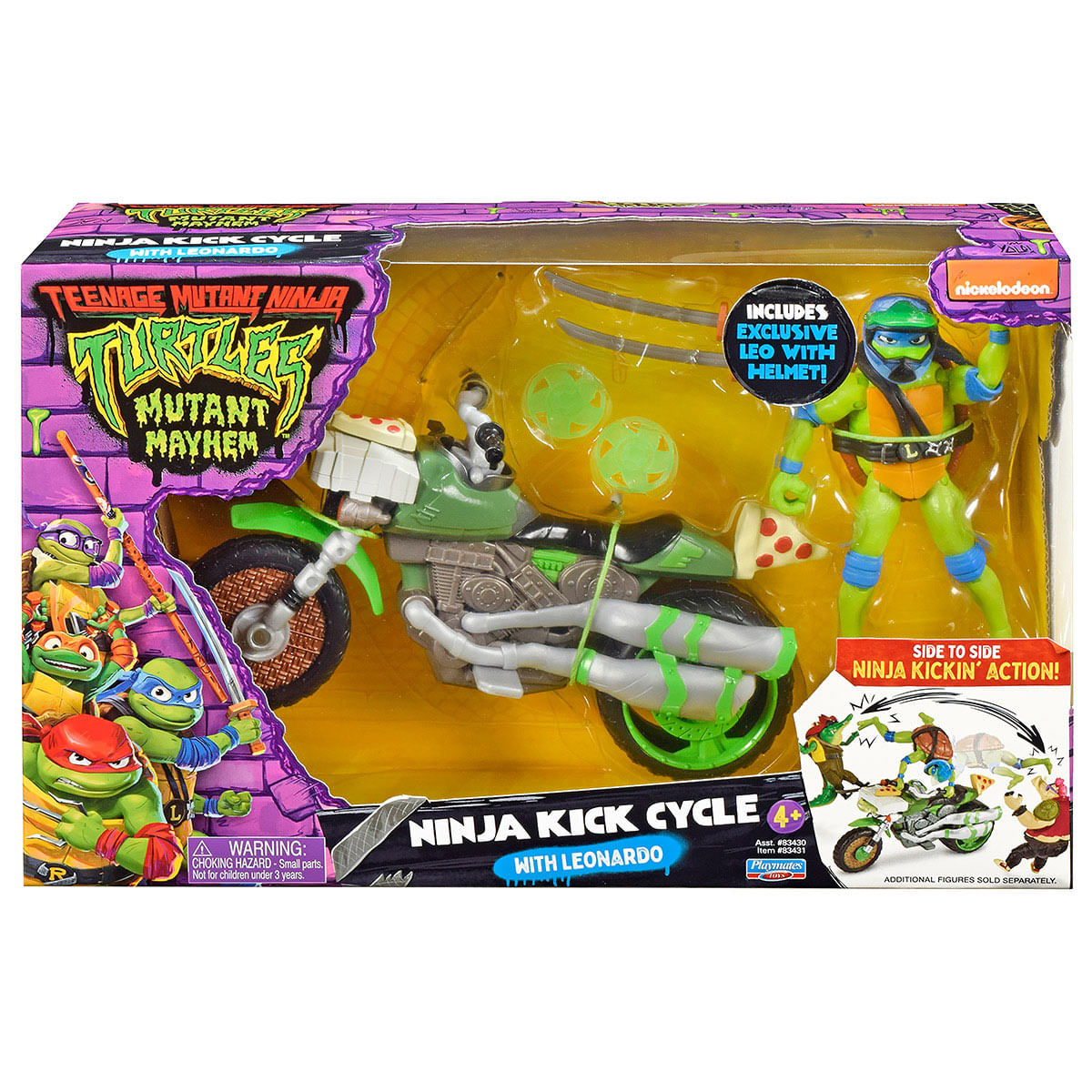 As Tartarugas Ninja - Veículo Ninja Kick Cycle Com Leonardo