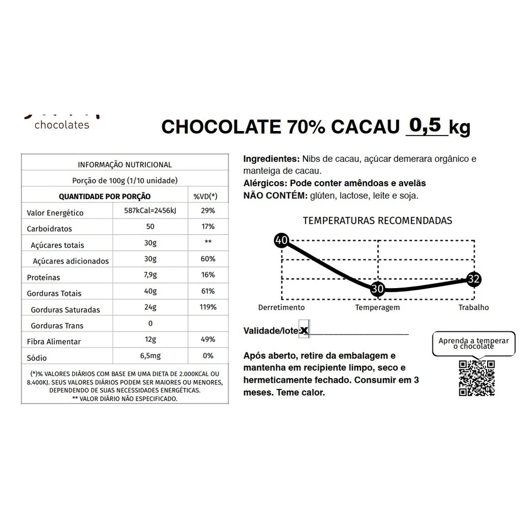 Foto 3 de GOTAS de chocolate 70% cacau INTENSO - 500g