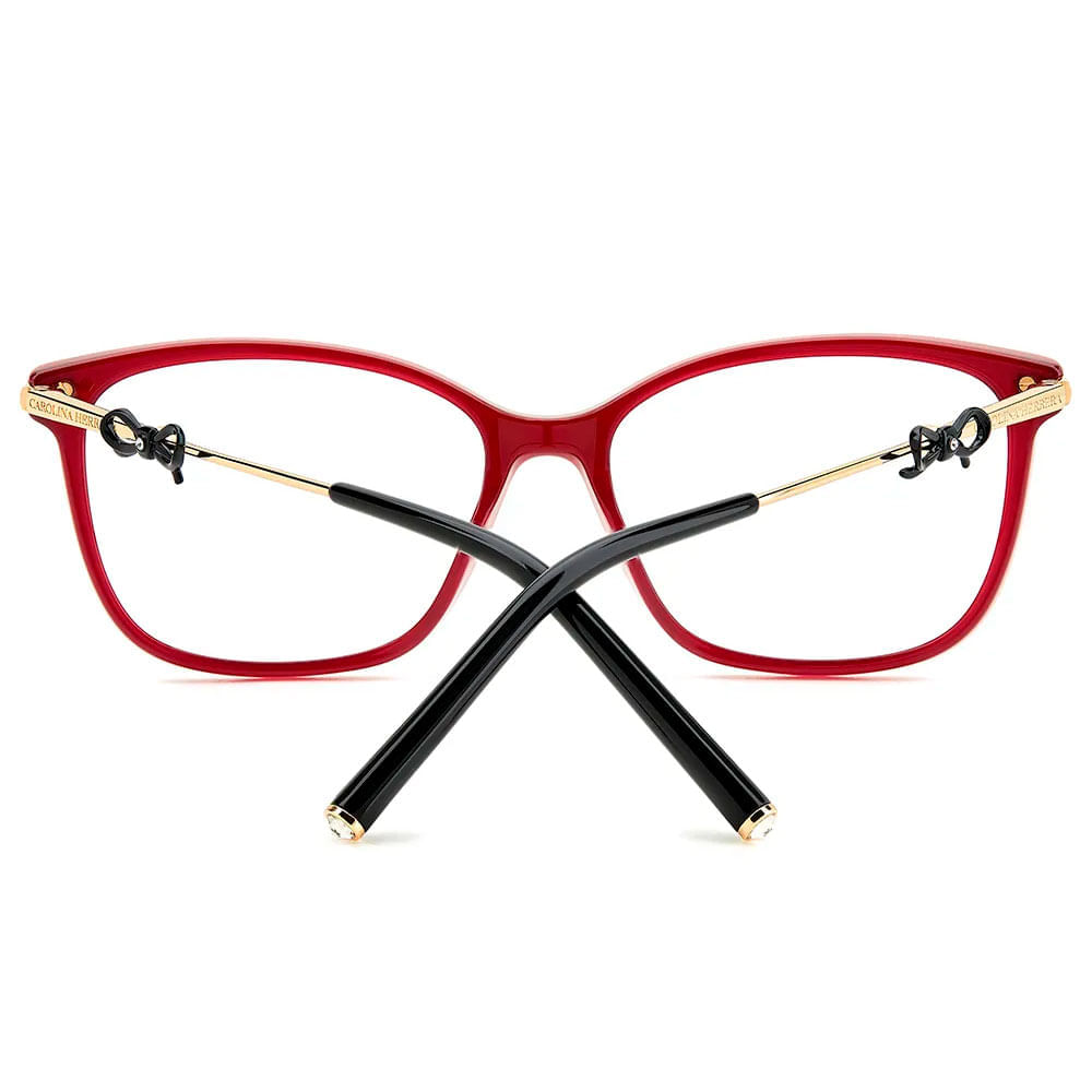 Foto 3 de Armação de Óculos de Grau Feminina Carolina Herrera Retangular Her 218 6K3 Cor Vermelho