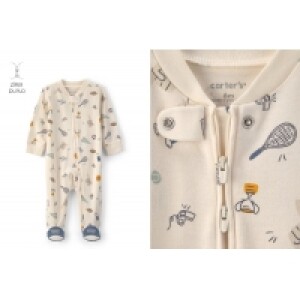 Kit Macacão Bebê Com Pé Estampado Bege Carter's