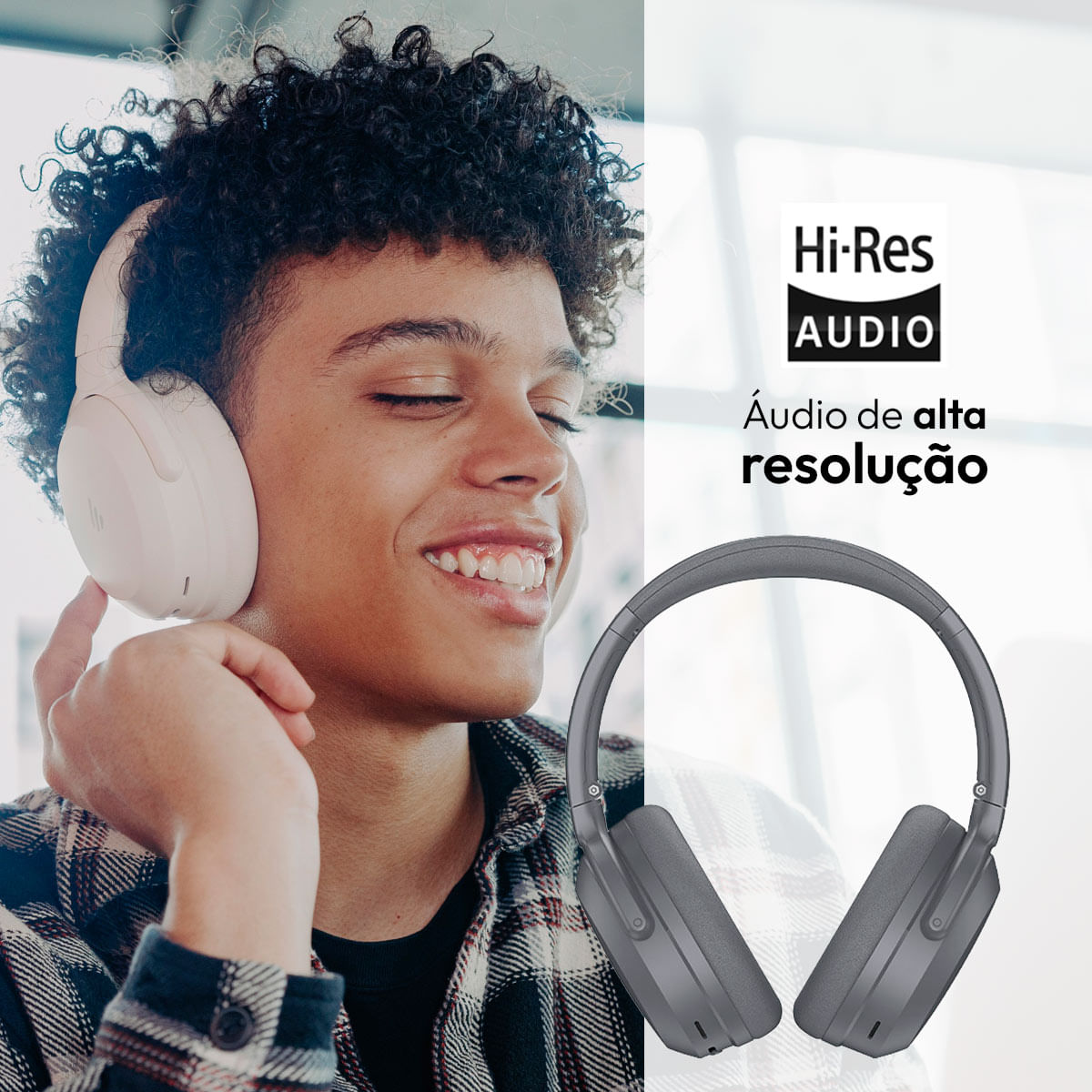 Foto 5 de Fone com cancelamento de ruído e Hi-Res WH700NB Pro EDIFIER - Cinza