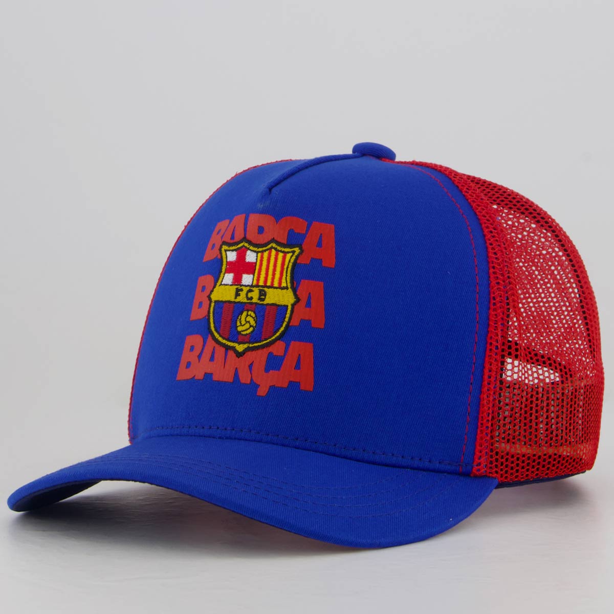 Boné Barcelona Trucker Infantil Azul e Vermelho