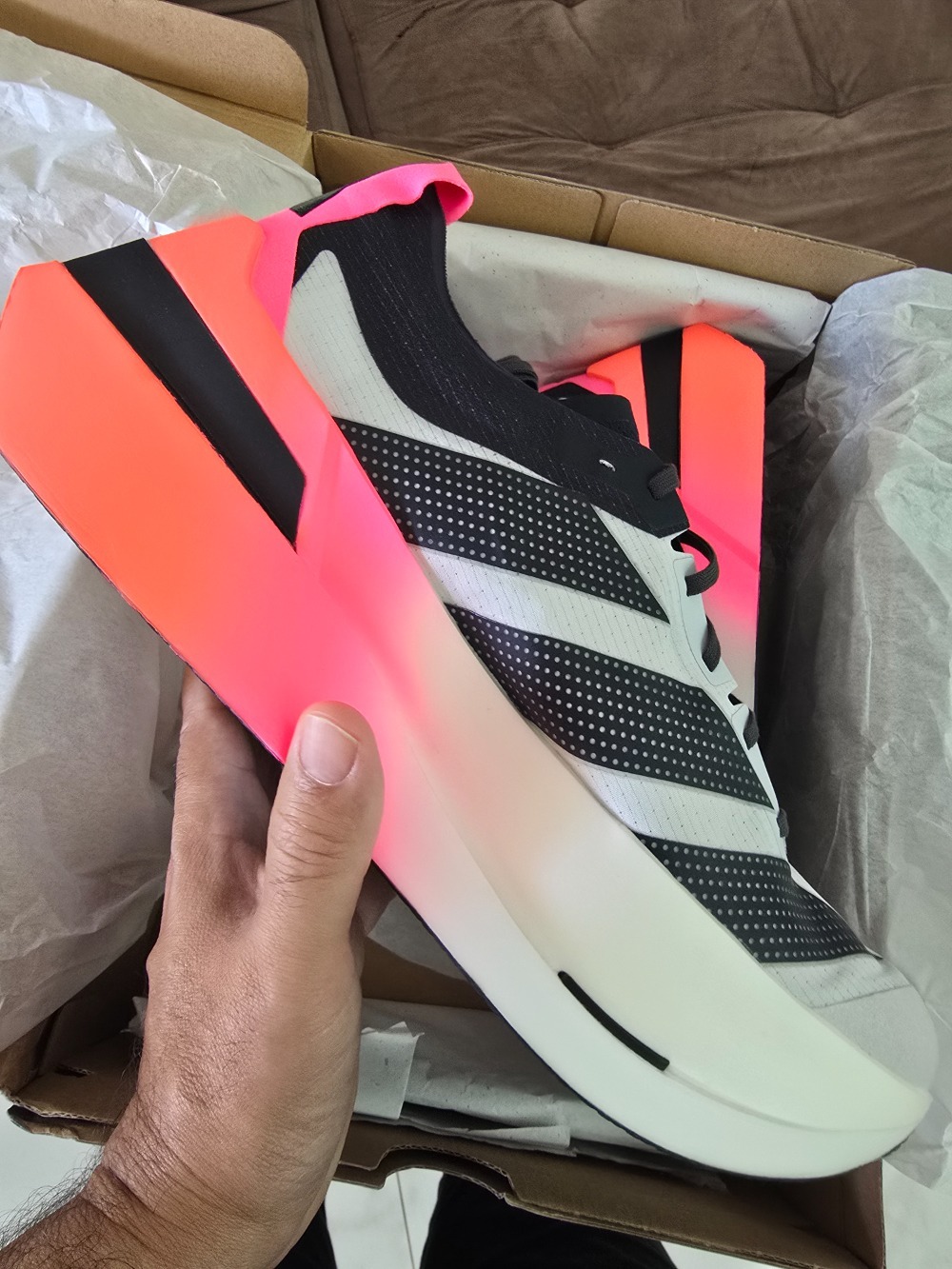 adidas Adizero Dropset Elite Dash Grey Night Grey Solar Turbo — 43, Novo