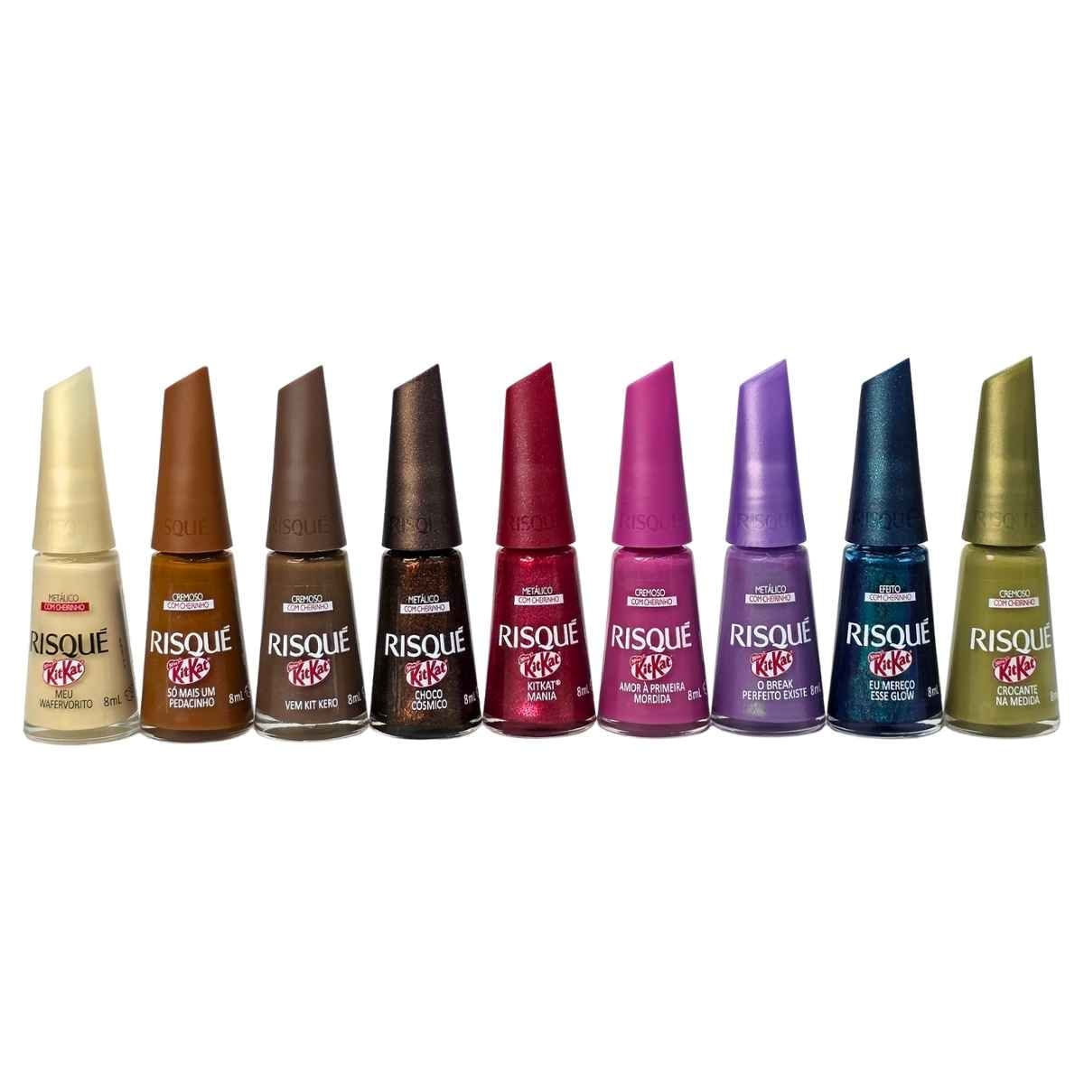 Kit Esmalte Kit Kat Coleção Completa Risque 9 Cores