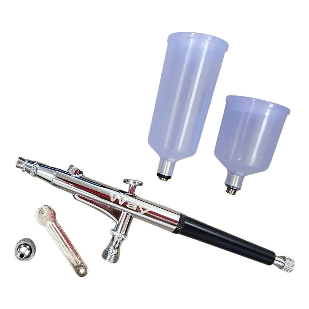 CANETA AERÓGRAFO DUPLA AÇÃO COM 2 CANECAS - IWCA2C